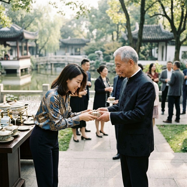 Nano Banana 2: social-gathering scenario, English prompt, China cue